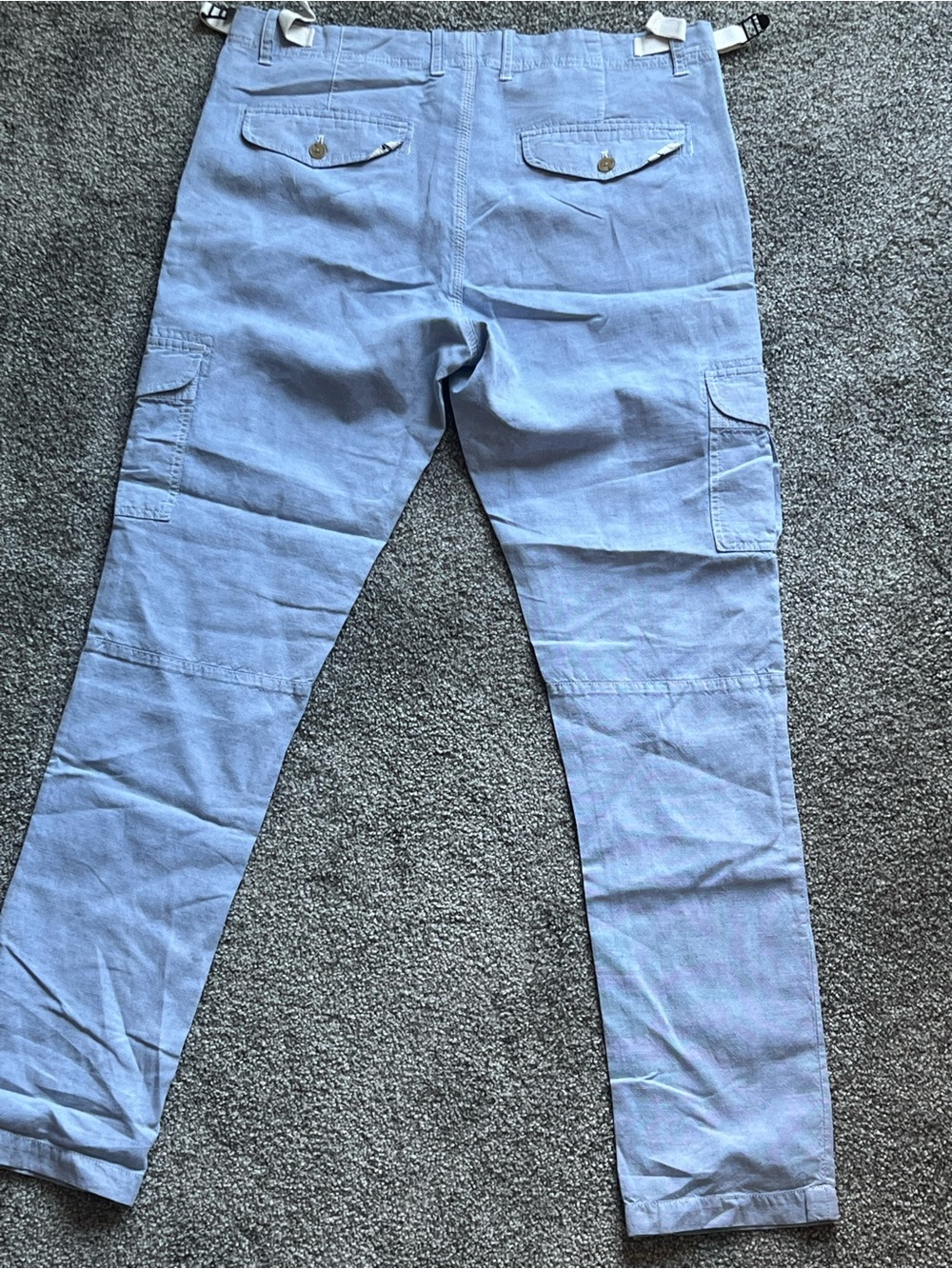 Michael Bastian Sky Blue Cotton Pants with Feather-Print Lining - Picture 2 of 4